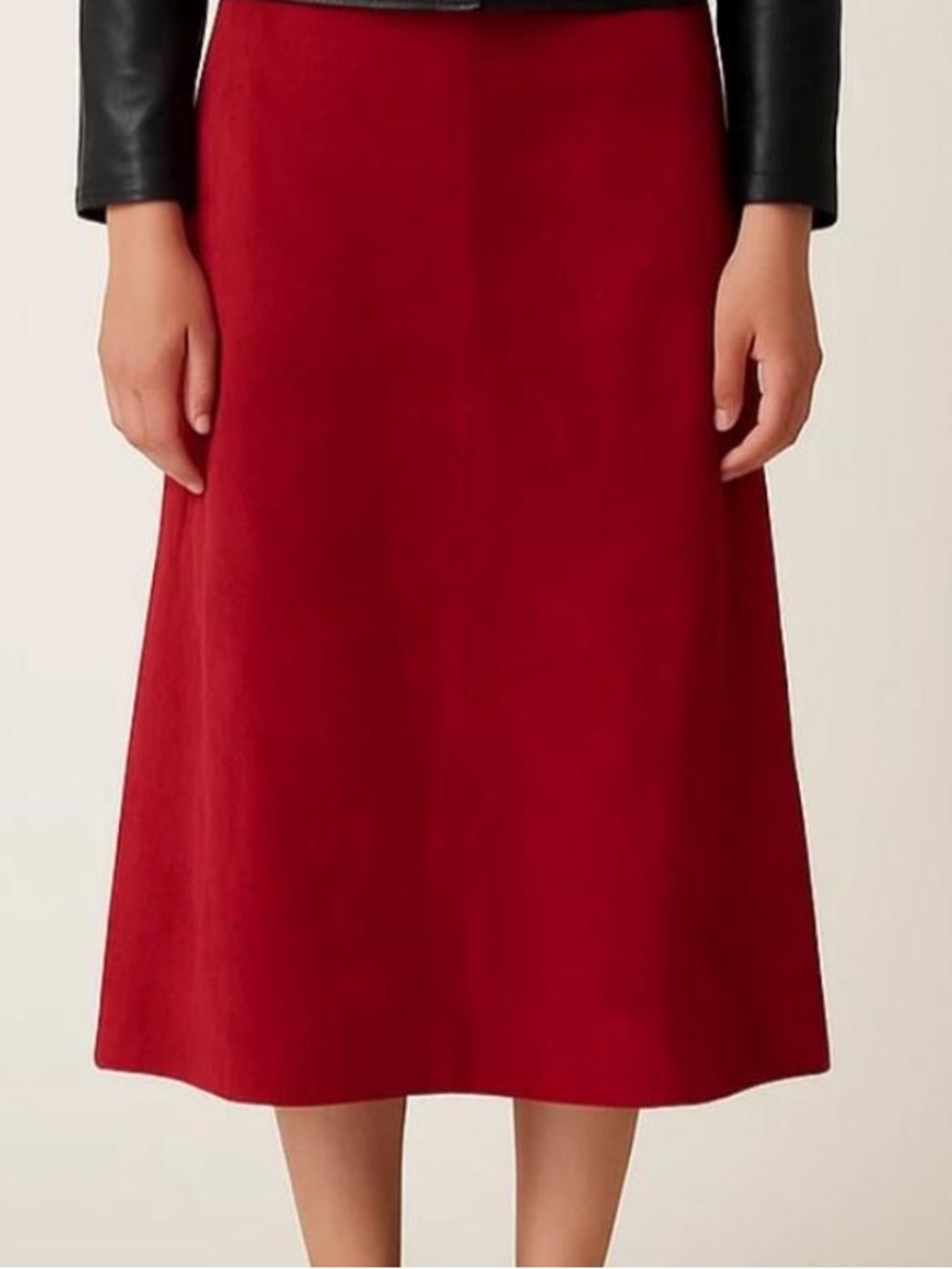 Red Genuine Leather Suede Skirt Women Size 8 Midi A Line Vamp Romance Vintage